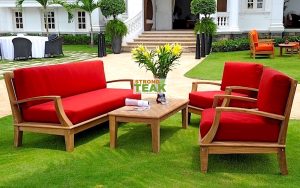 Solid Wood Patio Furniture Deep Seating With Cushions