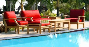 Deep Seating Outdoor Furniture With Cushion Red Color