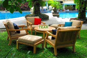 Solid Wood Deep Seating Patio Furniture With Cushions